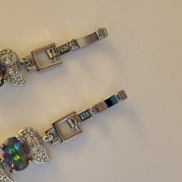 New 925 Silver Oval Cut Mystic Topaz Diamond Bracelet for Women with Extention - Picture 5 of 11